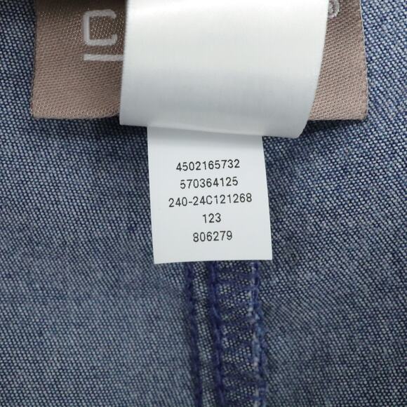 Chicos Pants 2 Womens Large Blue Chambray Pull On Elastic Waist Roll Tab Cuffs - Picture 12 of 14